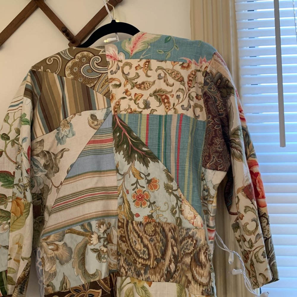 vintage upcycled patchwork blazer sz l  · cottagecore - Picture 6 of 15